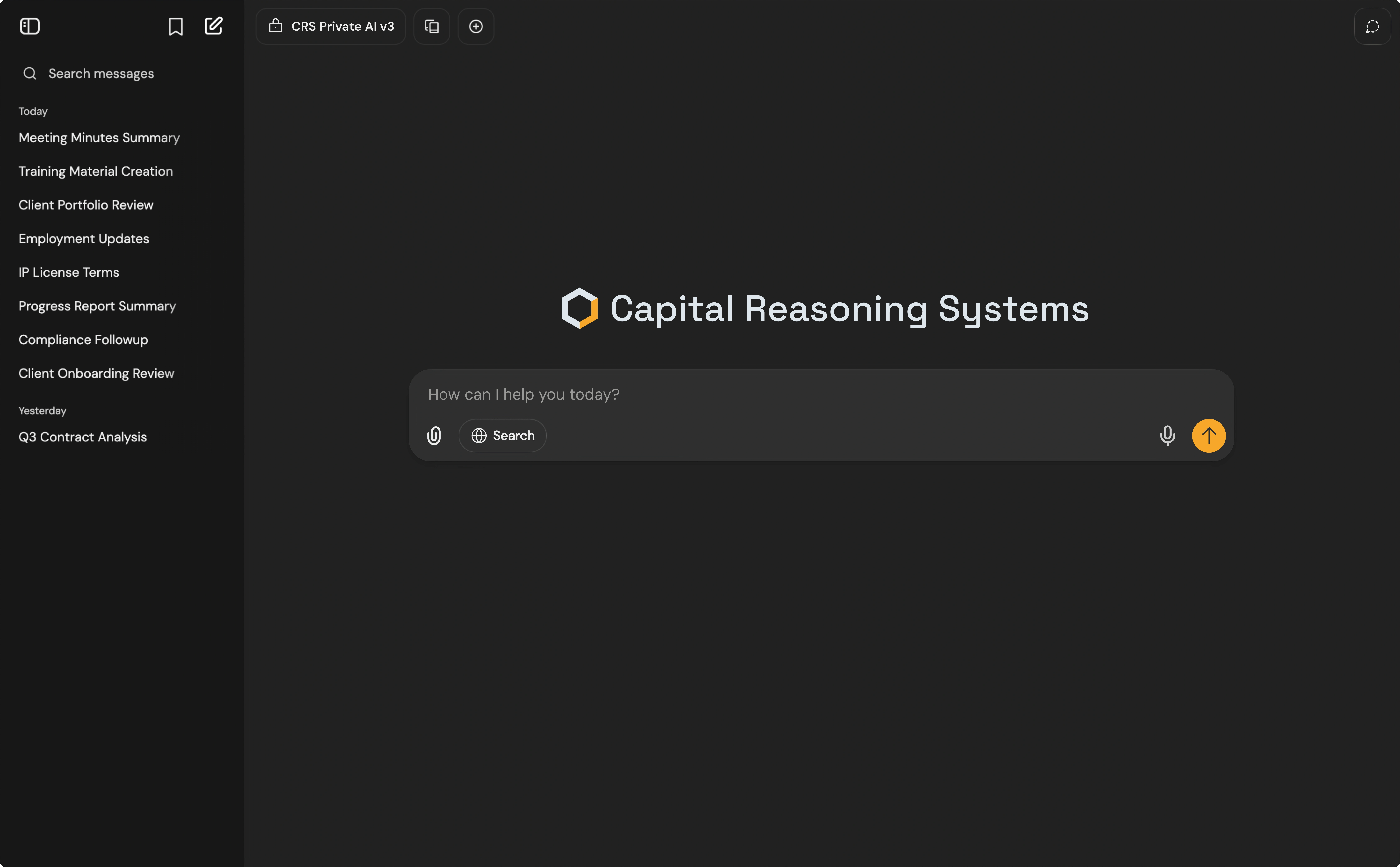 Capital Reasoning Systems AI Platform Interface